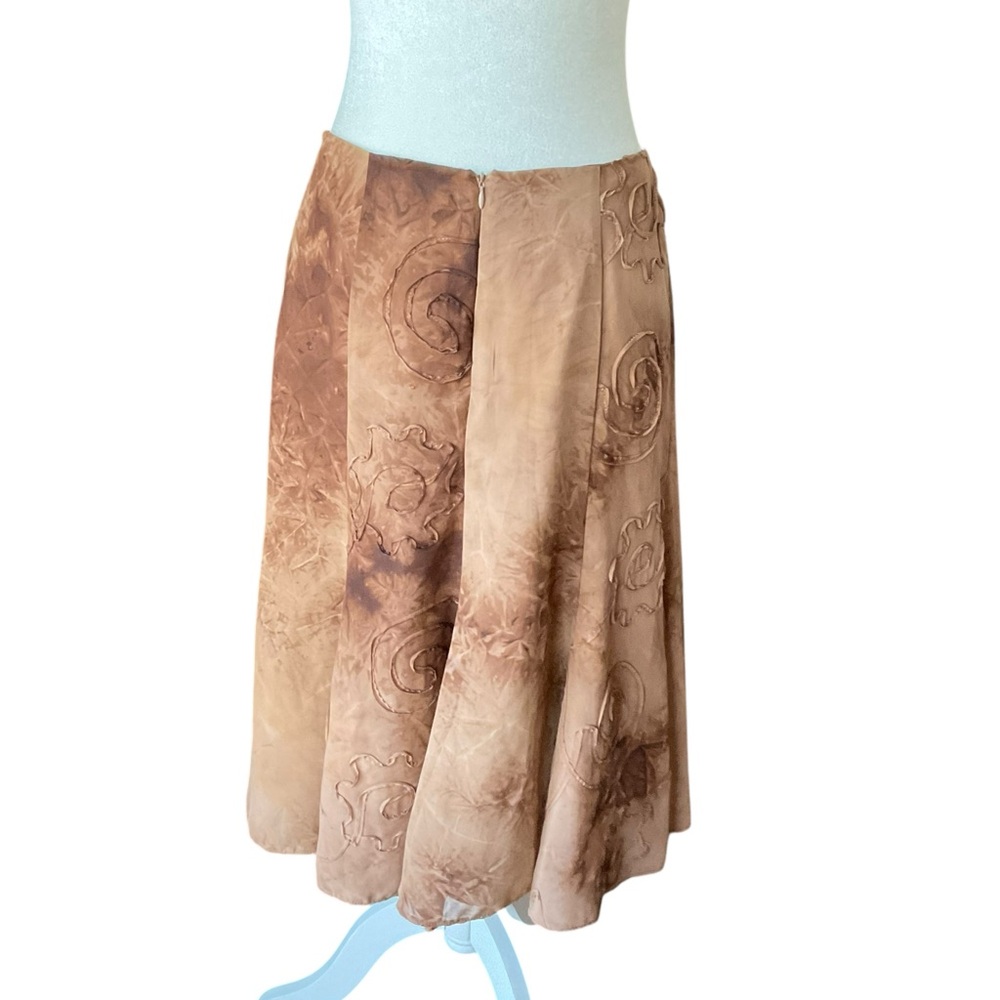 Dress Barn Vintage Brown 2-Piece Floral Short Sleeve Shirt & Skirt Set Size 8 - Picture 7 of 11